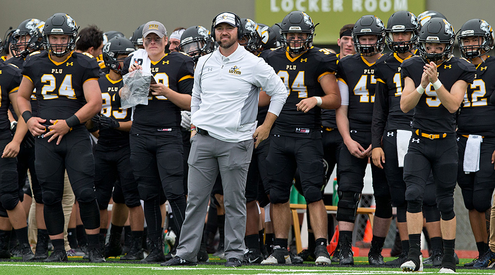 Brant McAdams on the sideline with his team. (PLU athletics photo)